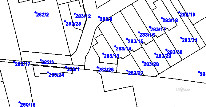 Parcela st. 283/13 v KÚ Dolní Měcholupy, Katastrální mapa