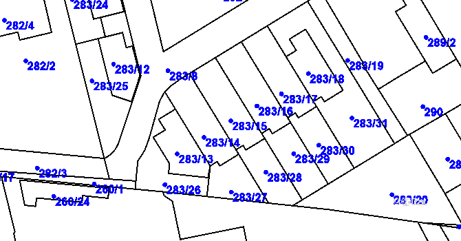 Parcela st. 283/15 v KÚ Dolní Měcholupy, Katastrální mapa