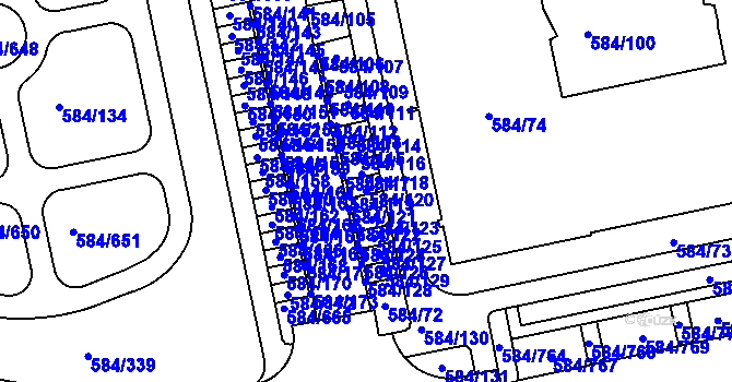 Parcela st. 584/120 v KÚ Dolní Měcholupy, Katastrální mapa