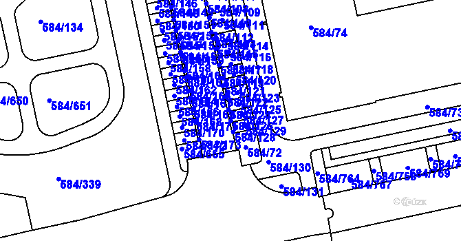 Parcela st. 584/126 v KÚ Dolní Měcholupy, Katastrální mapa