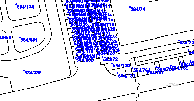 Parcela st. 584/128 v KÚ Dolní Měcholupy, Katastrální mapa