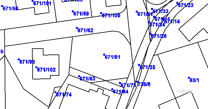 Parcela st. 671/91 v KÚ Dolní Měcholupy, Katastrální mapa