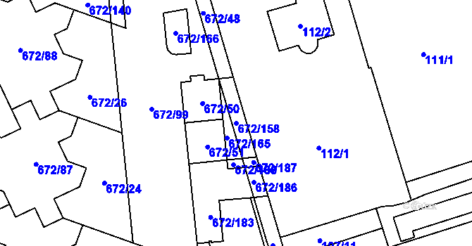 Parcela st. 672/158 v KÚ Dolní Měcholupy, Katastrální mapa