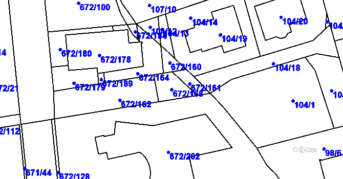 Parcela st. 672/168 v KÚ Dolní Měcholupy, Katastrální mapa