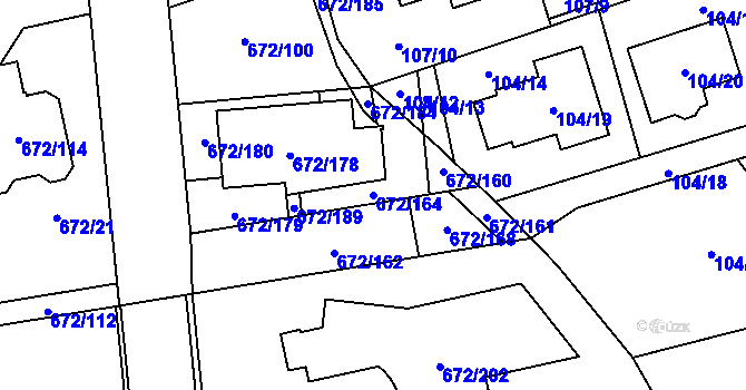 Parcela st. 672/164 v KÚ Dolní Měcholupy, Katastrální mapa