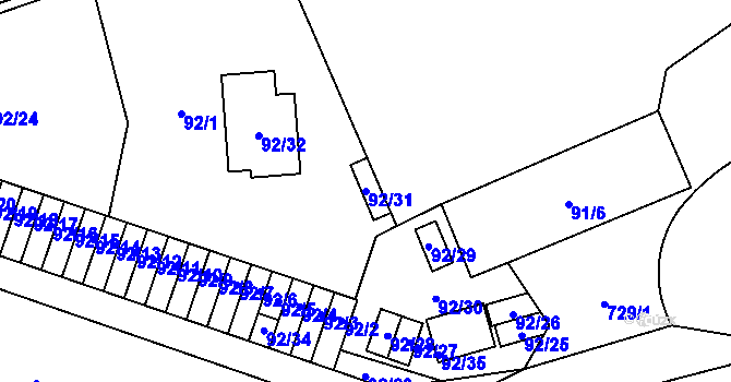 Parcela st. 92/31 v KÚ Dolní Měcholupy, Katastrální mapa