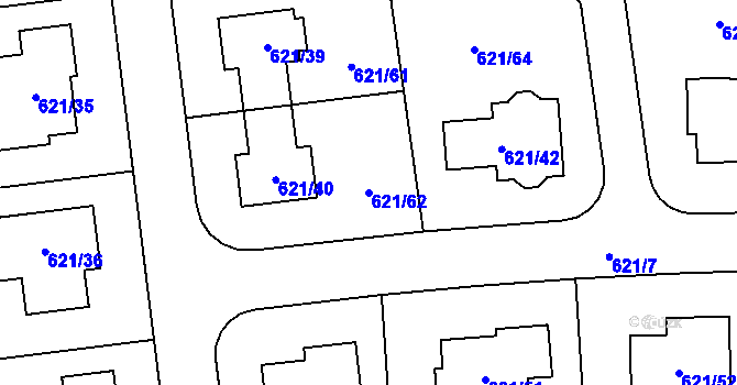 Parcela st. 621/62 v KÚ Dolní Měcholupy, Katastrální mapa