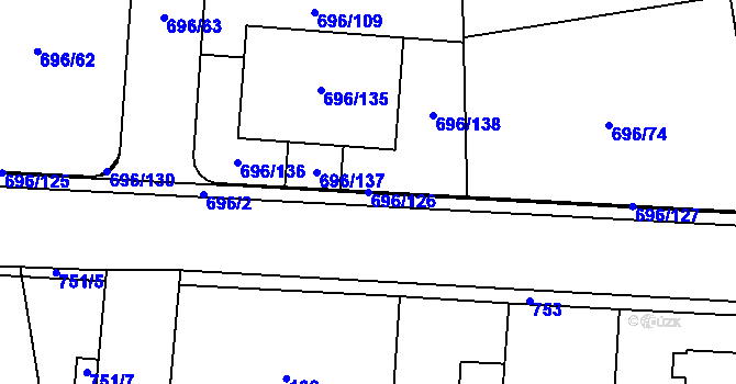 Parcela st. 696/126 v KÚ Dolní Měcholupy, Katastrální mapa