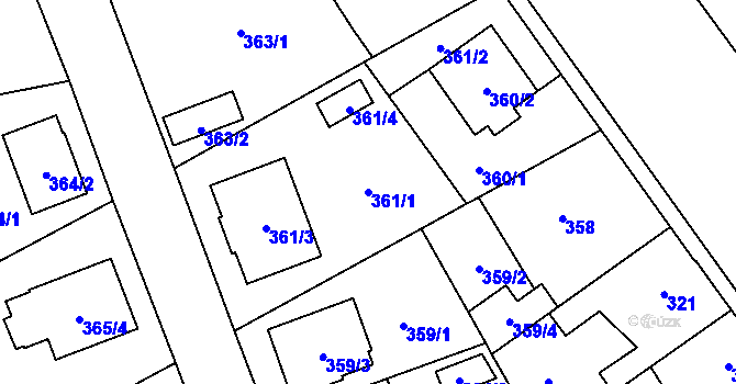 Parcela st. 361/1 v KÚ Dolní Měcholupy, Katastrální mapa