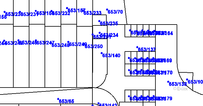Parcela st. 653/140 v KÚ Dolní Měcholupy, Katastrální mapa
