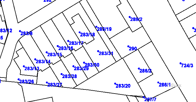 Parcela st. 283/31 v KÚ Dolní Měcholupy, Katastrální mapa