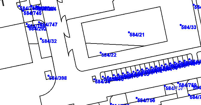 Parcela st. 584/22 v KÚ Dolní Měcholupy, Katastrální mapa