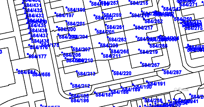 Parcela st. 584/211 v KÚ Dolní Měcholupy, Katastrální mapa