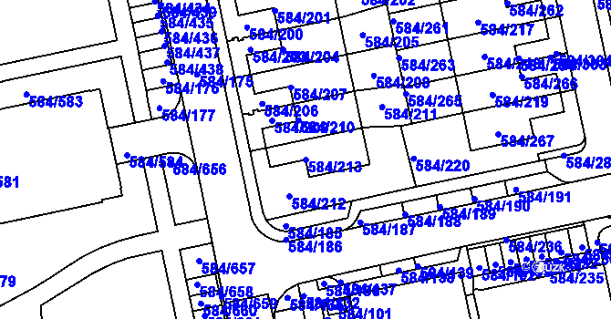 Parcela st. 584/213 v KÚ Dolní Měcholupy, Katastrální mapa