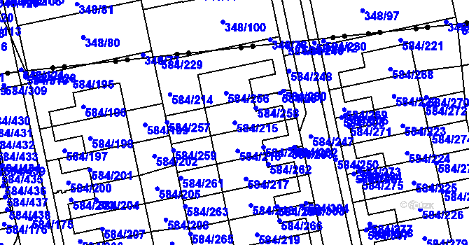 Parcela st. 584/215 v KÚ Dolní Měcholupy, Katastrální mapa