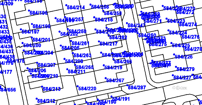Parcela st. 584/218 v KÚ Dolní Měcholupy, Katastrální mapa
