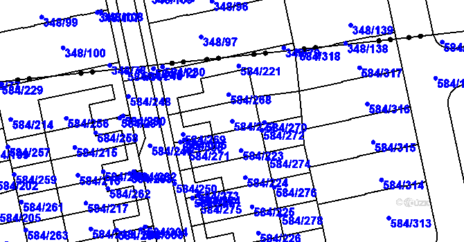 Parcela st. 584/222 v KÚ Dolní Měcholupy, Katastrální mapa