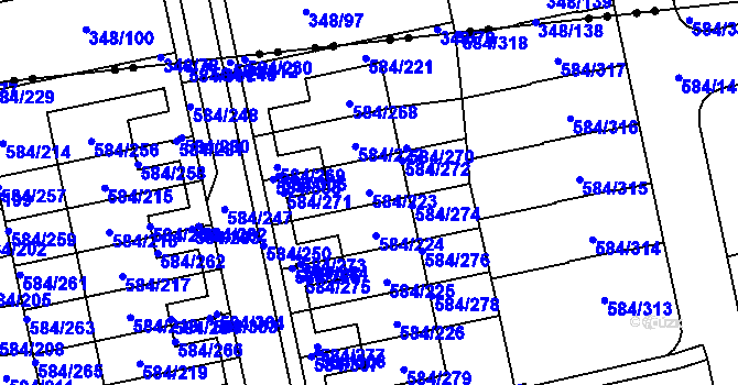 Parcela st. 584/223 v KÚ Dolní Měcholupy, Katastrální mapa