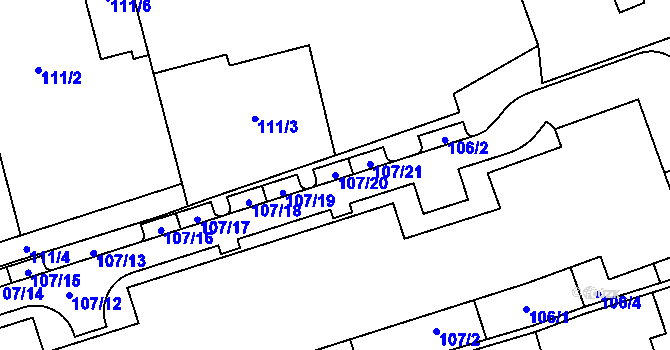 Parcela st. 107/20 v KÚ Dolní Měcholupy, Katastrální mapa
