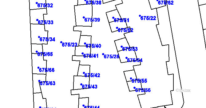 Parcela st. 675/28 v KÚ Dolní Měcholupy, Katastrální mapa