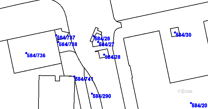 Parcela st. 584/28 v KÚ Dolní Měcholupy, Katastrální mapa