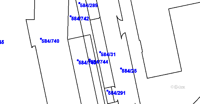 Parcela st. 584/31 v KÚ Dolní Měcholupy, Katastrální mapa