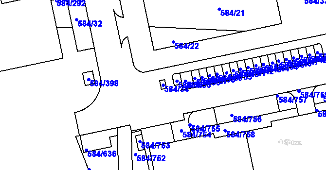 Parcela st. 584/34 v KÚ Dolní Měcholupy, Katastrální mapa