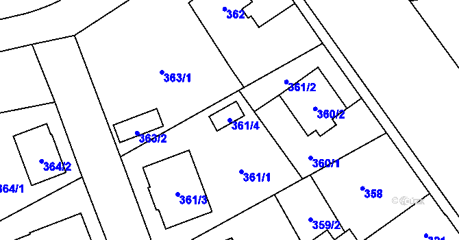 Parcela st. 361/4 v KÚ Dolní Měcholupy, Katastrální mapa