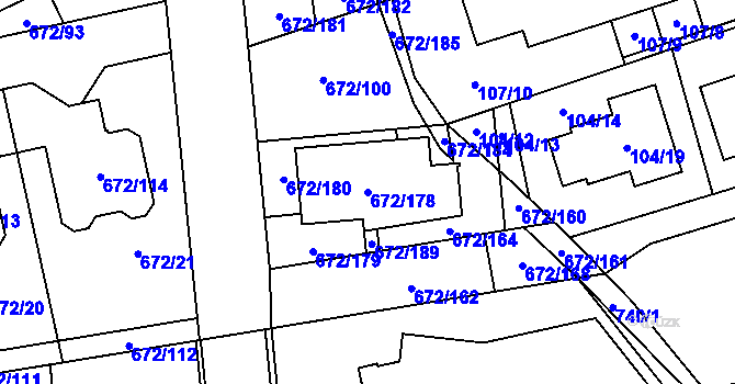 Parcela st. 672/178 v KÚ Dolní Měcholupy, Katastrální mapa
