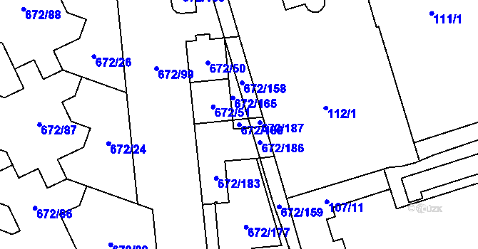 Parcela st. 672/188 v KÚ Dolní Měcholupy, Katastrální mapa