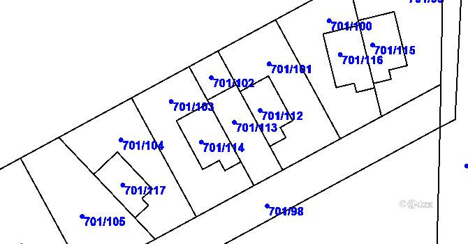 Parcela st. 701/113 v KÚ Dolní Měcholupy, Katastrální mapa