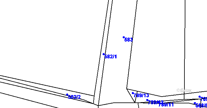 Parcela st. 582/1 v KÚ Dolní Měcholupy, Katastrální mapa