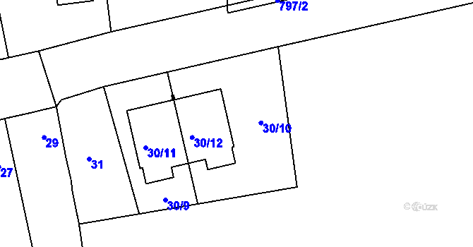 Parcela st. 30/10 v KÚ Dolní Měcholupy, Katastrální mapa