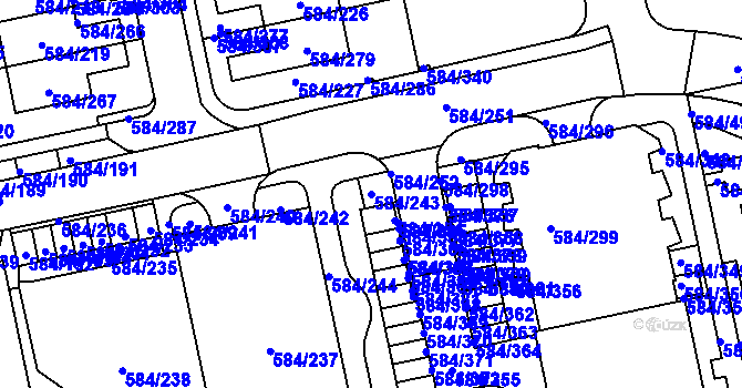 Parcela st. 584/243 v KÚ Dolní Měcholupy, Katastrální mapa