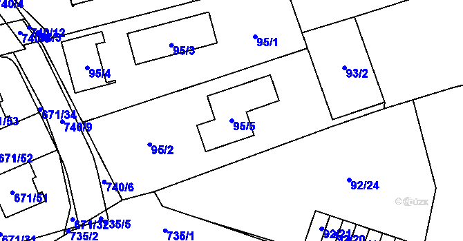 Parcela st. 95/5 v KÚ Dolní Měcholupy, Katastrální mapa