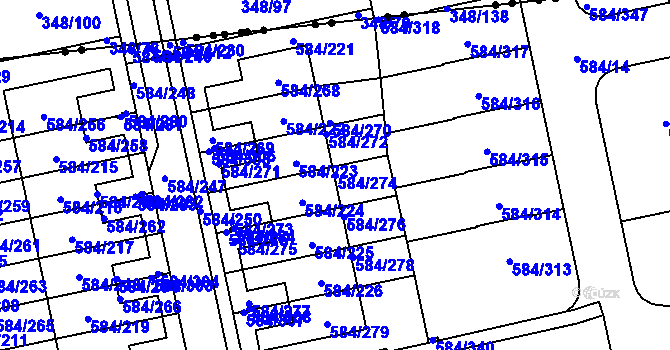 Parcela st. 584/274 v KÚ Dolní Měcholupy, Katastrální mapa