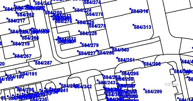 Parcela st. 584/286 v KÚ Dolní Měcholupy, Katastrální mapa