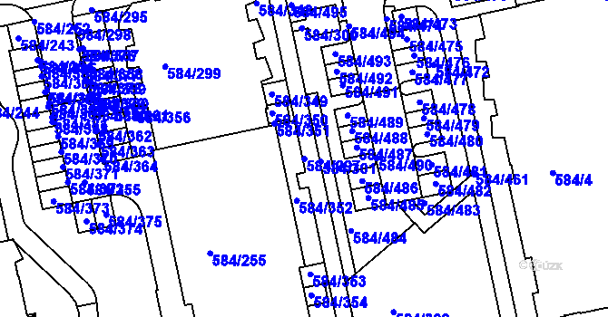 Parcela st. 584/297 v KÚ Dolní Měcholupy, Katastrální mapa