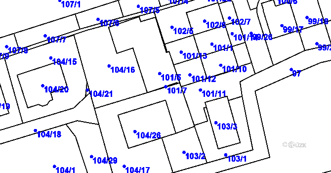 Parcela st. 101/7 v KÚ Dolní Měcholupy, Katastrální mapa