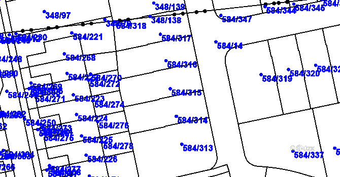 Parcela st. 584/315 v KÚ Dolní Měcholupy, Katastrální mapa