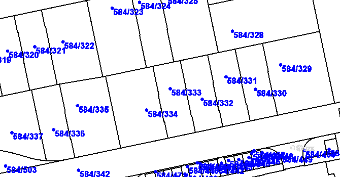 Parcela st. 584/333 v KÚ Dolní Měcholupy, Katastrální mapa