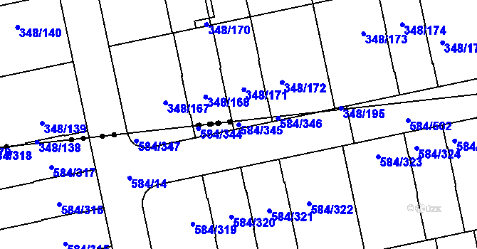 Parcela st. 584/345 v KÚ Dolní Měcholupy, Katastrální mapa