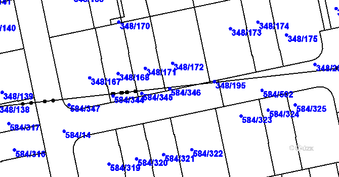 Parcela st. 584/346 v KÚ Dolní Měcholupy, Katastrální mapa