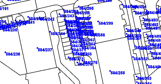 Parcela st. 584/363 v KÚ Dolní Měcholupy, Katastrální mapa