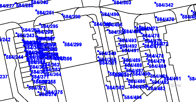 Parcela st. 584/349 v KÚ Dolní Měcholupy, Katastrální mapa