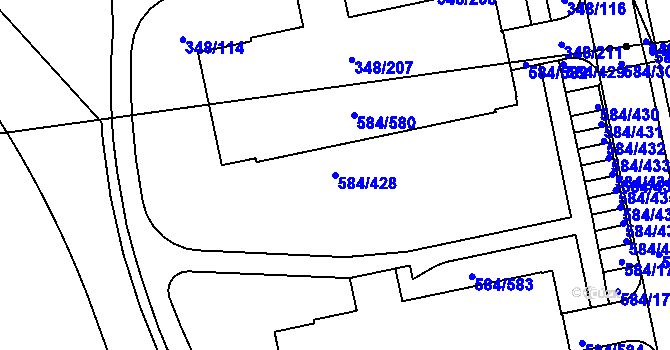 Parcela st. 584/428 v KÚ Dolní Měcholupy, Katastrální mapa