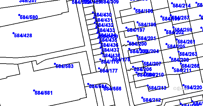 Parcela st. 584/438 v KÚ Dolní Měcholupy, Katastrální mapa