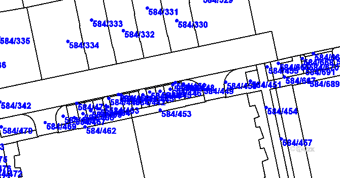 Parcela st. 584/446 v KÚ Dolní Měcholupy, Katastrální mapa