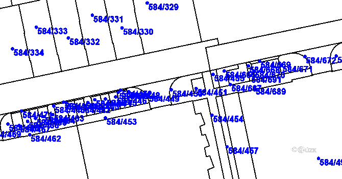 Parcela st. 584/450 v KÚ Dolní Měcholupy, Katastrální mapa