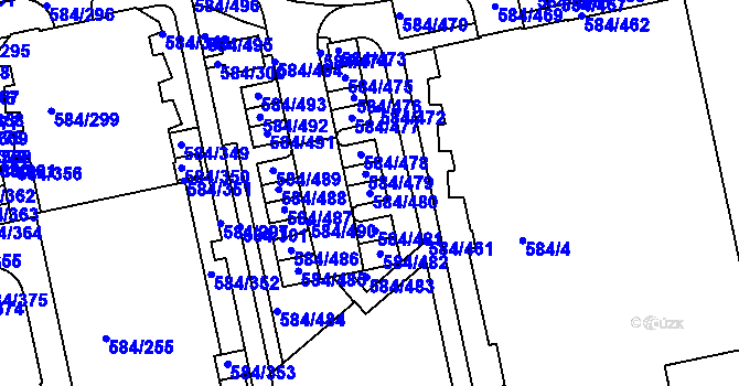 Parcela st. 584/480 v KÚ Dolní Měcholupy, Katastrální mapa